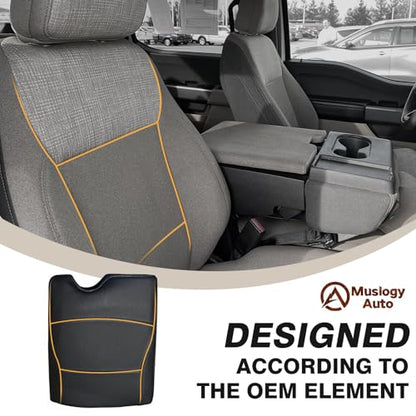 Muslogy Center Console Armrest Cover Fit for Ford F-150 F150 2015-2026 & F250 F350 F450 2017-2026 Accessories, Comfort Armrest Pad Console Lid Cushion Vegan Leather 1-Inch Extra Thick(Jump Seat ONLY) - size: 2) 15-25 |F150| Jump Seat, +Thick