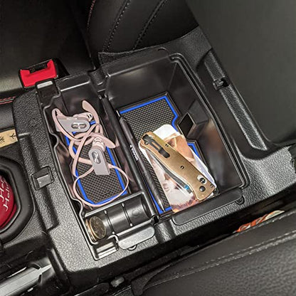 EDBETOS Center Console Organizer Tray Compatible with Jeep Wrangler JL/JLU 2018-2023 2024 2025 2026 and Gladiator JT Truck 2020-2026 Insert Accessories - Won't Covers the light inside (Blue Trim) - color: Blue