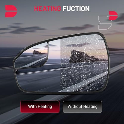 BDFHYK Mirror Glass Compatible with Fusion 2013-2020 Blind Spot Side View Convex Mirror Glass with Rear Holder, Replaces DS7Z17K707F, DS7Z-17K707-F, Heated (Left Side) - size: Left Driver Side, style: 2013-2020 Fusion