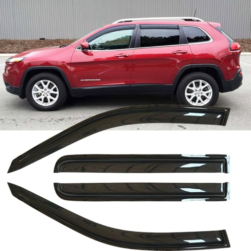 4pcs Original Shatterproof Side Window Wind Deflectors for Jeep Cherokee 14-23,Tape On Rain Guard Sets,Nice Looking Window Visor for Cars,Vent Deflector for 2014-2023 Jeep Cherokee 94981 - size: for 2014-2020 Jeep Cherokee