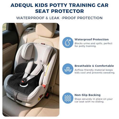 2 Pack Car Potty Training Seat Protector, Waterproof Toddler Carseat Potty Training Cover, Piddle Pads & Liners for Baby,Washable Non-Slip Leak-Proof Potty Pee Protector (Black) - color: Black