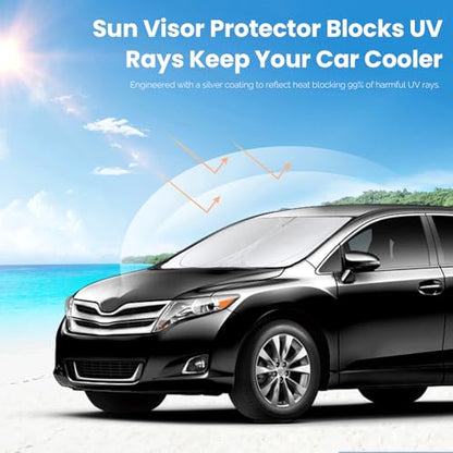 Custom Fit Venza Windshield Sunshade for 2021 2022 2023 2024 2025 Toyota Venza, LE, XLE, Limited, SUV Accessories Front Window 210T Reflective Shield Cover for Windshield Sun Visor Protector Blocks UV - size: Fit Venza 21-25