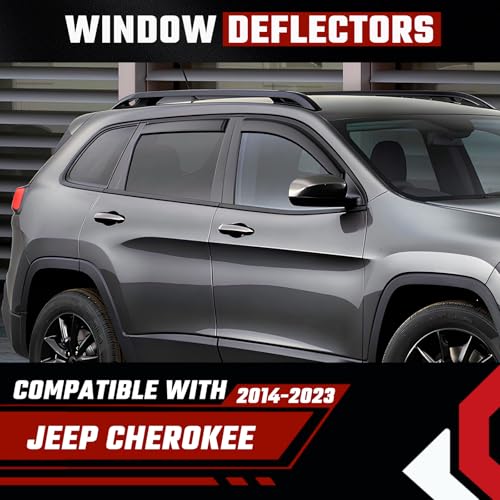 in-Channel Rain Guards Fit for Jeep Cherokee 2014-2023 Black Extra Durable Shatterproof Side Window Deflectors, Vent Window Visors, Wind Deflectors - 4 PCS - size: Fit for Jeep Cherokee 2014-2023 in Channel