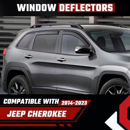 in-Channel Rain Guards Fit for Jeep Cherokee 2014-2023 Black Extra Durable Shatterproof Side Window Deflectors, Vent Window Visors, Wind Deflectors - 4 PCS - size: Fit for Jeep Cherokee 2014-2023 in Channel