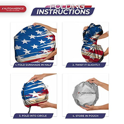 Autoamerics 1-Piece Windshield Sun Shade USA Art Flag - 1 American Design - Foldable Car Front Window Sunshade for Most Sedans SUV Truck - Blocks Max UV Rays and Keeps Your Vehicle Cool - Medium - color: USA ART FLAG-1, size: MEDIUM = 61 x 32 inches