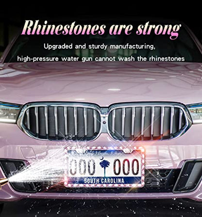 Glitter License Plate Frame, Cute Bling License Plate Frames for Women,Rhinestone License Plate Covers，Sparkly License Plate Holder with Premium Gift Box(1pack) - color: pink
