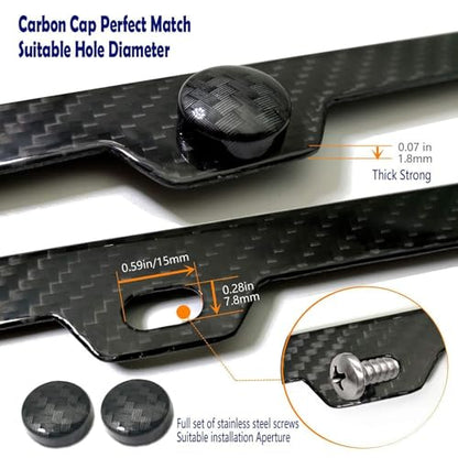 Aootf Carbon Fiber License Plate Frame - Stainless Steel License Plate Cover Handmade Covering 100% Real Carbon Fiber | Stainless Steel Tamper Proof Screws, Caps, 2 Hole Gloss Slim Frame-1 Pack - style: 1 Pack-Slim Edge 2 Hole