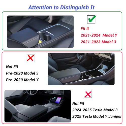 4 PCS Center Console Organizer and Cup Holder Insert Compatible With 2021-2023 Tesla Model 3，2021-2024 Model Y, Flocked/Silica Rubber Armrest Hidden Cubby Drawer Storage Box Accessories - size: 4pc for Model 3 (2021-2023) & Model Y (2021-2024)