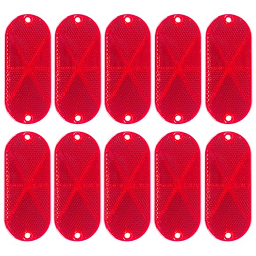 10 Pack 4.5 Inch Red Screw on Reflectors, DOT SAE Approval Road Safety Fence Gate Posts Rear Reflectors for Mailboxes Driveway Trailer Caravan Tunnels Truck Tractor Boat Lorry Motorcycle