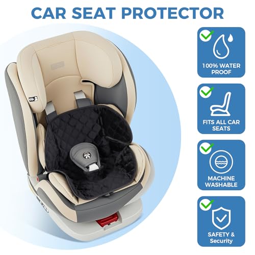 2-Pack Waterproof Piddle Pads, Potty Training Car Seat Protector & Reusable Liner – Non-Slip, Leak-Proof Cover for Car Seats, Strollers, High Chairs, Machine Washable (Black) - color: Black