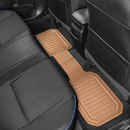 Motor Trend FlexTough Defender Floor Mats for Cars & TrunkShield Trunk Mat Set, Next-Gen Deep Dish Heavy Duty Car All Weather, Rubber Set Auto Truck Van SUV B09VYBHPDK - color: Beige, style: Cargo Combo