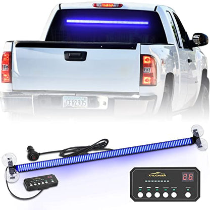 XRIDONSEN 35 inch Traffic Advisor Light Bar 144 LED Blue Emergency Lights Warning Flashing Safety Interior Windshield strobe Lights w/Controller for Police Firefighter Ambulance Vehicles Trucks Car - color: Blue
