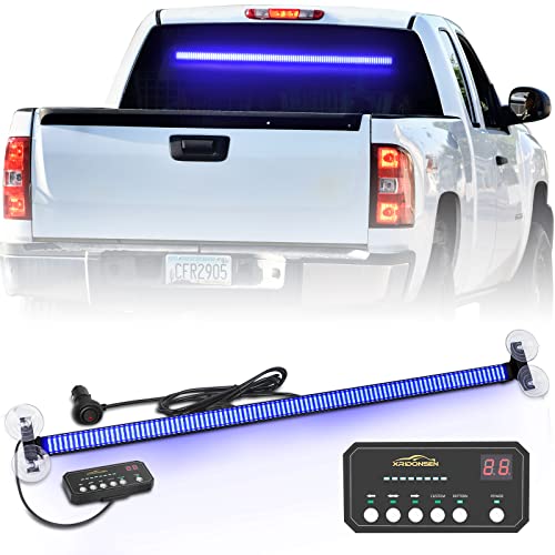 XRIDONSEN 35 inch Traffic Advisor Light Bar 144 LED Blue Emergency Lights Warning Flashing Safety Interior Windshield strobe Lights w/Controller for Police Firefighter Ambulance Vehicles Trucks Car - color: Blue