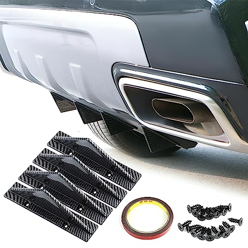4pcs Car Rear Lower Bumper Wing Lip Diffuser, Anti-Crash Accessories Spoiler Shark Fin Protector, Rear Bumper Splitter Lip Wing with Screw, Universal Auto Decoration for Car SUV Truck - style: Straight/Carbon Fiber