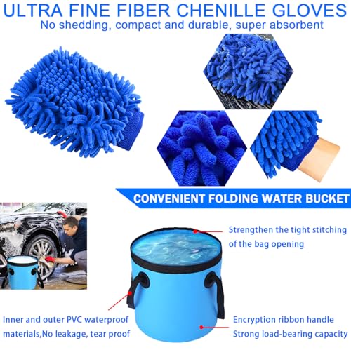 LIANXIN 37Pcs Car Wash Kit Cleaning Kits with Foam Gun Sprayer Bucket Towels Tire Brush Wash Mitt Sponge Duster Brush Car Wash Detailing Kit is Complete Car Care Tools - size: XXL-26