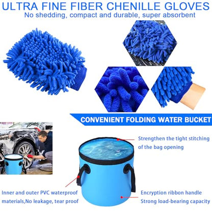 LIANXIN 37Pcs Car Wash Kit Cleaning Kits with Foam Gun Sprayer Bucket Towels Tire Brush Wash Mitt Sponge Duster Brush Car Wash Detailing Kit is Complete Car Care Tools - size: XXL-26