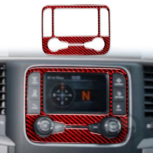 Red Carbon Fiber Color Center Dash Radio Audio Control Panel Cover Navigation Frame Trim Compatible with Dodge Ram 1500/2500/3500 2013 2014 2015 2016 2017 2018, Style B - color: Red 18