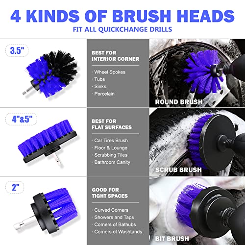 DNA Motoring Car Detailing Brush Cleaning Tools Set with Carry Bag for Auto Interior & Exterior Wheel Dashboard Vent, TOOLS-00279 - style: Detailing Brush set Blue