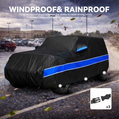 10-Layer Car Cover Compatible with Jeep Wrangler Cover Waterproof 2 Door All Weather,Sun Rain UV Dust Snow Protection,Full Exterior Car Cover with Door Zipper and Cotton Lining,Fit for CJ YJ TJ JK JL - size: Custom Fit for Jeep Wrangler 2 Door
