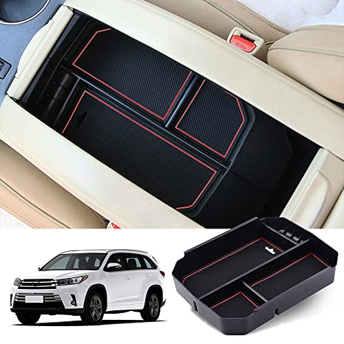 JSCARLIFE Car Center Console Armrest Box Glove Box Organizer Tray Secondary Storage Compatible for 2015-2017 Toyota Highlander
