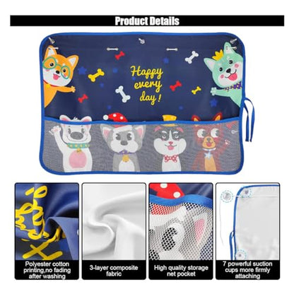 Car Window Shade for Baby, Blackout Car Window Curtain with Storage Pockets & 7 Suction Cups, Cartoon Pattern Cars Side Window Sun Shade Cover for Sun/Heat/UV Rays Protection (Blue-Cute Dogs) - color: Blue-Cute Dogs