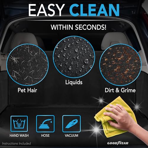 GOODYEAR Water Resistant SUV Cargo Cover Heavy-Duty Trunk Protector for Dogs, Durable Liner with Side Walls, Pet Mat, Large Size - size: 44" X 36"