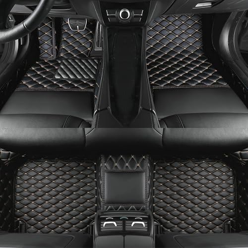 Customize All-Weather Protection Luxury Leather Floor Mats for Cars, SUVs, and Trucks According to Automotive Model (3D Black Beige Floor mats) - color: 3D black beige floor mats