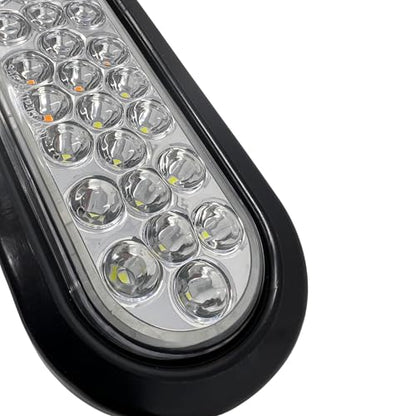 All Star Truck Parts 2x 6.5 Inch Oval Amber/White Strobe Lights 24LED Recessed Quad Flash Patterns for Truck Towing Trailer Lights Lamps, Rubber Grommets + 3-prong Wire Pigtails Included, 10V-30V - size: 2pc Amber/White Strobe