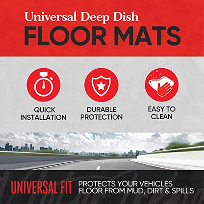 Motor Trend 943-GR FlexTough Defender Car Floor Mats -Next Generation Deep Dish Heavy Duty Contour Liners for Car SUV Truck & Van-All Weather Protection, Trim to Fit Most Vehicles Gray - color: Gray, style: FlexTough NextGen