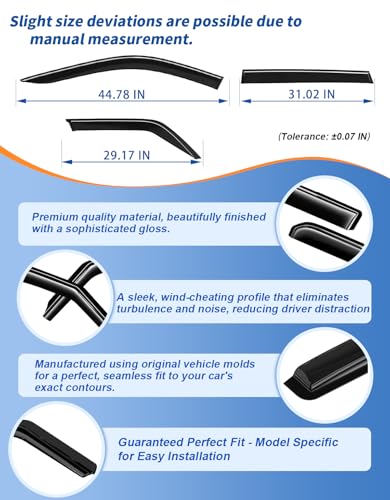 6-PCS Extra-Thick Rain Guards Fit for 2011-2021 Jeep Grand Cherokee Extra Durable Tape-on Window Rain Guard Window Deflectors Vent Shades Window Visor Vent Visors Exterior - size: Fit for 2011-2021 Jeep Grand Cherokee