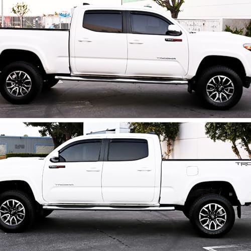 4PCS in-Channel Window Visors Vent Deflectors Compatible with 2016-2023 Toyota Tacoma Double Cab,Smoke Tint Rain Guards for Tacoma 16-23, Extra Durable Vent Guard Shades Car Accessories - size: 2016-2023 Tacoma Crew/Double Cab