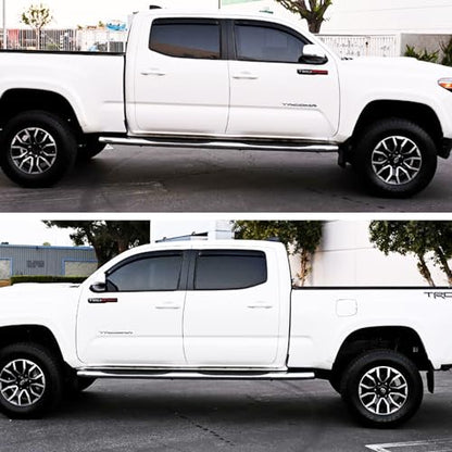 4PCS in-Channel Window Visors Vent Deflectors Compatible with 2016-2023 Toyota Tacoma Double Cab,Smoke Tint Rain Guards for Tacoma 16-23, Extra Durable Vent Guard Shades Car Accessories - size: 2016-2023 Tacoma Crew/Double Cab