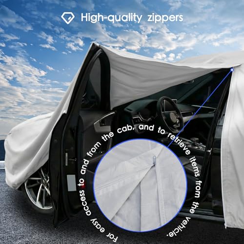 Car Cover Waterproof All Weather 10 Layers SUV Car Cover Universal Heavy Duty Fit for Toyota RAV4,Honda CRV,Tesla Model Y,Chevrolet Equinox,Nissan Rogue etc. (Silver, Fits SUVs up to 190") - color: Silver, size: Fits SUVs up to 190"