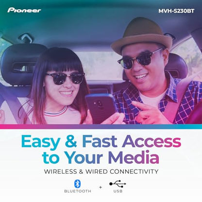 Pioneer MVH-S230BT 1-Din Digital Media Receiver – Bluetooth, USB, 50W x 4 Output, AM/FM Radio, iPhone/Android Compatible, Front/SW (Mono) Selectable RCA Output