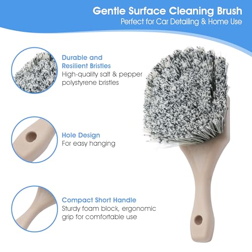 Nanoskin Professional 8.5-Inch Gentle Surface Cleaning Brush with Durable Salt & Pepper Polystyrene Bristles, Compact Short Handle, Resistant to Acids/Detergents (Pack of 12) - size: 8.5" (Pack of 12)