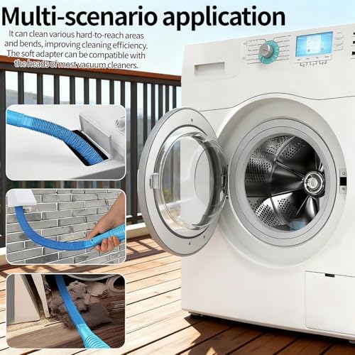 Dryer Vent Cleaner Kit - Universal Vacuum Hose Attachment & Lint Brush, Effectively Clean Clogged Dryer Ducts, Fit Most Vacuums for Dryer, Refrigerator Coils & Behind Appliances