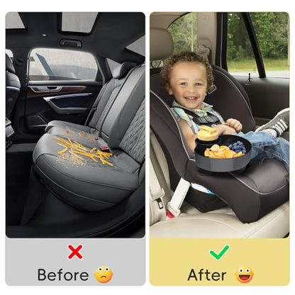 Kids Car Sanck Tray, Travel Trays for Kids with Car Cup Holder, Toddlers Road Trip Essential, Travel Snacks Food Plate for Stroller, Boosters, and Anywhere with a Cup Holder Tray (1pc black) - color: black