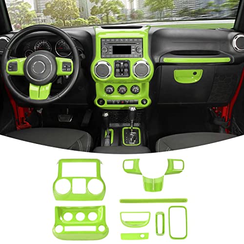RT-TCZ for Jeep JK Interior Trim Kit Green, JKU Center Console Dashboard Panel Trim Cover for Jeep Wrangler JK JKU 2011-2017 Green Interior Accessories 10pcs - color: green