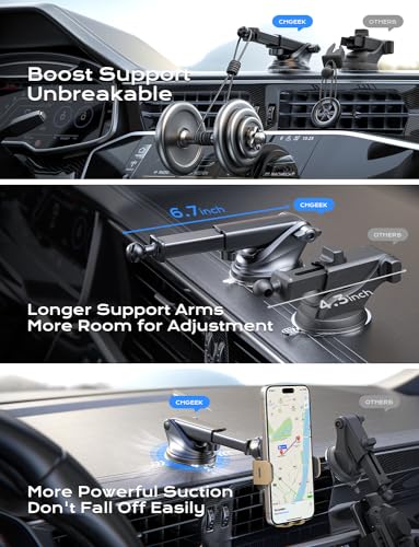 CHGeek Wireless Car Charger, 15W Fast Charging Auto Clamping Car Charger Phone Mount Phone Holder fit for iPhone 15 14 13 12 11 Pro Max Xs, Samsung Galaxy S24 Ultra S23 S22 S21, S20, S10+, Golden - color: Golden
