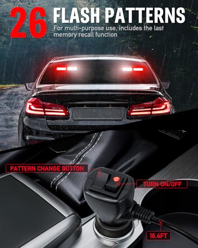 HLauto 1002L Emergency Strobe Traffic Advisor Light Bar: 40LED Dash Safety Warning Flashing Front/Rear Windshield Visor Light for Construction Vehicle, Trucks (2x10.7inch, Red White) - color: #06 Red/White