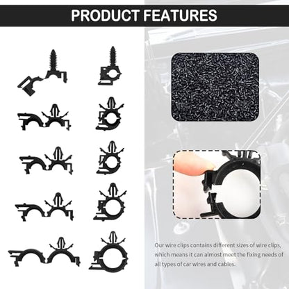 130PCS Automotive Cable Ties and Wire Loom Kit,Includes 6 Sizes Wire Clips for Storaging and Protecting Cable,Universal Cable Retainer Clips Car Accessories for Car SUV Truck