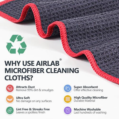 Airlab Microfiber Cleaning Cloth Waffle Weave Dust Rags for Household Kitchen Towel Absorbent Quick Drying Cleaning Rags Streak Free Lint Free, 6 Pack,12 x 12 Inches, Grey - color: Grey, Pack of 6