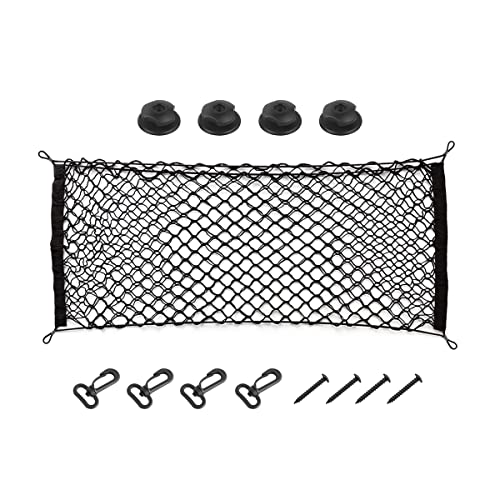 Hanemia Car Rear Cargo Net, Adjustable Elastic Storage Organizer Net, Trunk Cargo Storage Net, Universal Fit for Car, Vehicle, SUV (35.4" x 11.8") - color: 35.4" x 11.8"/black1