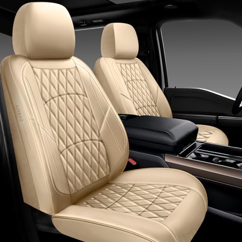 NS YOLO Leather Car Seat Covers,Universal Fit for Most Cars,SUVs and Sedans,Waterproof Luxury Leatherette Cushions, 5 Seats Protectors (Beige, Full Set-5 Seats(Front and Rear)) - color: Beige, size: Full Set-5 seats(front and rear)