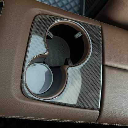 NVCNX Carbon Fiber Accessories for Mercedes Benz GLE GLS 350 450 450e 580 53 63 S AMG 2020-2026 2021 2022 2023 2024 2025 Center Console Rear Cup Holder Cover Interior Trim Overlay Sticker Decal 1PC - color: Center Console Rear Cup Holder Trim