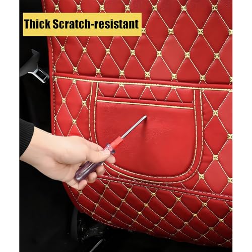 Car Seat Kick Mat Protectors for Volvo XC40 XC60 XC70 XC90 2007-2025, 2Pcs Universal Leather Seat Back Anti-Kick Pad, Anti-Scratch Resistant Waterproof for SUVs Minivans, D/Red - color: D/Red