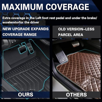 Floor Mats for 2016-2022 Honda HR-V,All-Weather TPE Rubber Car Floor Mats Custom Fit Full Set Includes 1st and 2nd Rows Maximum Coverage Anti-Slip 1st & 2nd Row Black (2016-2022 HR-V) - color: 2016-2022 HR-V