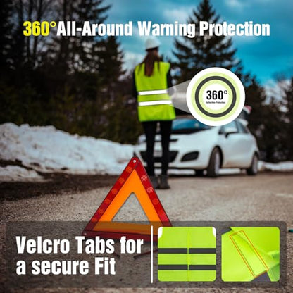 XOOL Emergency Warning Triangle Kit – Roadside Safety Kit with Reflective Warning Triangles, High-Visibility Safety Vests, Storage Bag & Gloves for Car Breakdowns & Emergencies - color: 5Pack-Safety Triangle Warning Kit