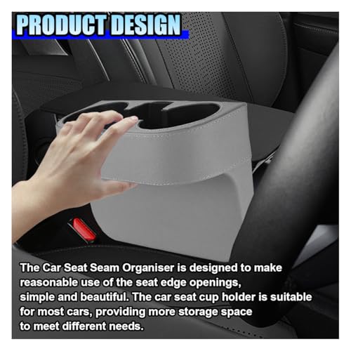 ZIMISI Car Cup Holder, PU Leather Auto Front Console Gap Filler Organizer, Multifunctional Cup Drink Holder, Car Seat Gap Filler Storage Box, Coin Bucket, Cell Mobile Phone Holder (Grey) - color: Grey