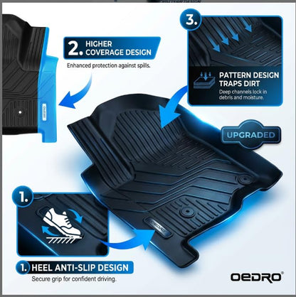OEDRO Upgraded Floor Mats for 2019-2026 Chevy Silverado/GMC Sierra 1500 Crew Cab & 2020-2026 Silverado/Sierra 2500HD 3500HD, Bucket Seat, All Weather Custom Fit Silverado Accessories Floor Liners - style: Bucket Seat| Crew Cab| with underseat storage